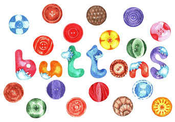 Colorful Buttons, watercolor (2)