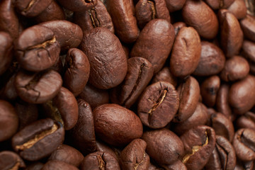 Coffee Cup and coffee beans on the table close-up