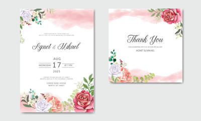 Fototapeta na wymiar romantic and beautiful flower wedding cards invitation
