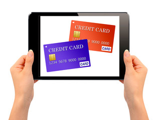クレジットカードとタブレット