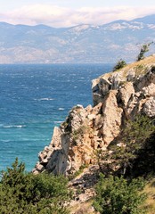 view while hiking to the lighthouse in Baska, island Krk, Croatia