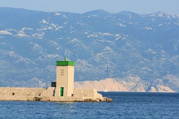 lighthouse of of  Baska, island Krk, Croatia