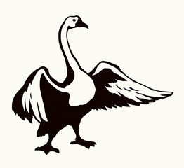 Goose in flight. Vector drawing