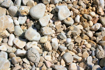 pebbled beach of  Baska, island Krk, Croatia