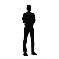 Vector silhouette of a man standing,  black color, isolated on a white background
