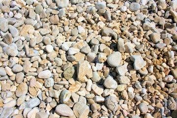 pebbled beach of  Baska, island Krk, Croatia