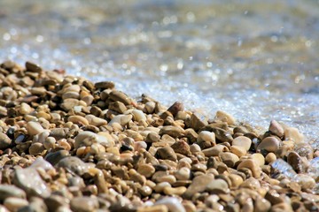 pebbled beach of  Baska, island Krk, Croatia