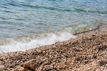 pebbled beach of  Baska, island Krk, Croatia