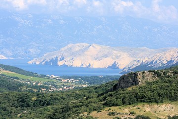 view while hiking to the lighthouse in Baska, island Krk, Croatia