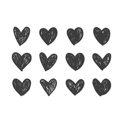 Hearts doodles. Symbol of love. Vector illustration.