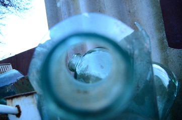 view through the neck of a glass vessel