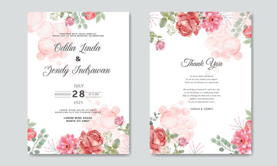 Fototapeta na wymiar romantic and beautiful flower wedding cards invitation