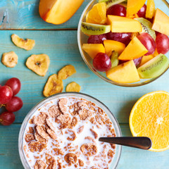 Fruit Salad and Chocolate Flakes with Milk