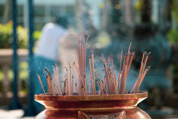 incense burner at tample in Pattaya