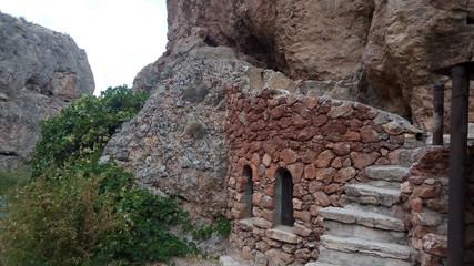 The construction of stones in the mountains.