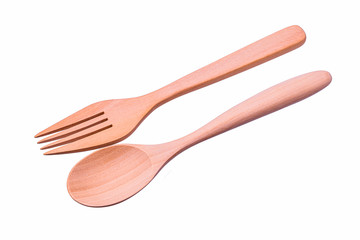 Wooden spoon and fork