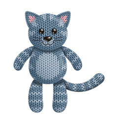 Illustration of a funny knitted cat toy. On white background