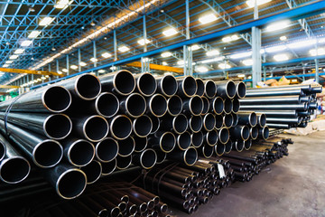 high quality Galvanized steel pipe or Aluminum and chrome stainless pipes in stack waiting for...