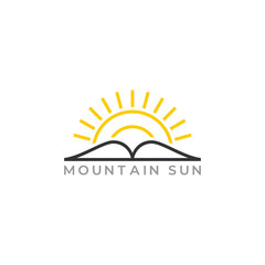 symbol of mountain sun rays geometric design vector