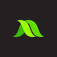 symbol vector of letter a simple curves leaf colors design