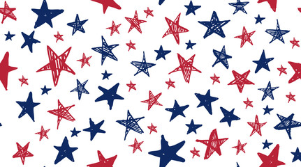 Independence Day USA. Presidents day. Hand drawn illustration. Stars grunge.