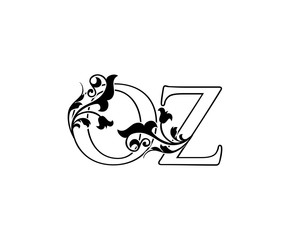 Classy Floral  O, Z and OZ Vintage Letter Logo Design