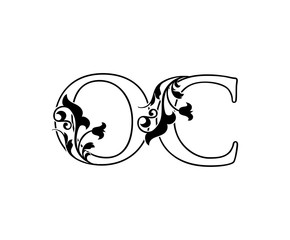 Classy Floral  O, C and OC Vintage Letter Logo Design