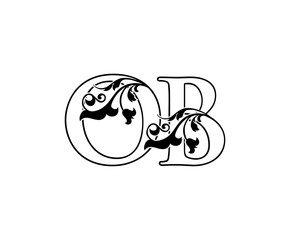 Classy Floral  O, B and OB Vintage Letter Logo Design