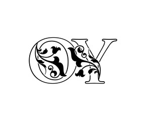 Classy Floral  O, Y and OY Vintage Letter Logo Design