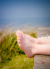 barefoot child on the terrace