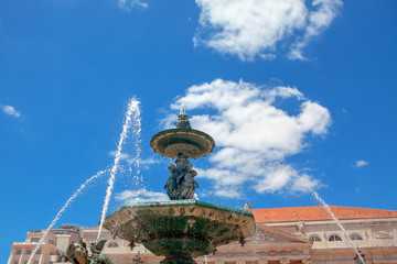 fountain of Dom Pedro square in Lisbon