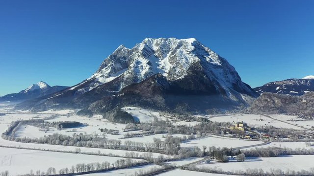 Grimming in Ennstal, Steiermark, Austria during a beautiful sunny winter day.