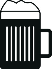 Bierglas mit Schaum Schwarzes Vektor Icon Flat Design