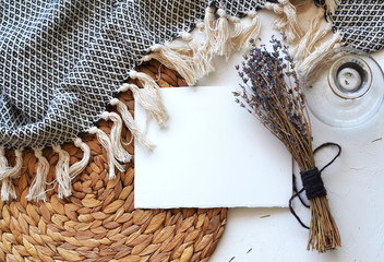 Blank white sheet. Watercolor notebook paper for desing, mockup. Rustic style