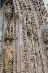 Main door of the church of Santa Maria. Aranda de Duero, traditional city in the province of Burgos. Castilla y Leon, Spain