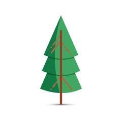 Obraz premium Cartoon tree on a white background. Element for ecology or nature logo. Vector illustration