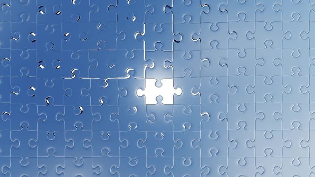 One Large Piece of puzzle taking its place in the middle of lots of other pieces