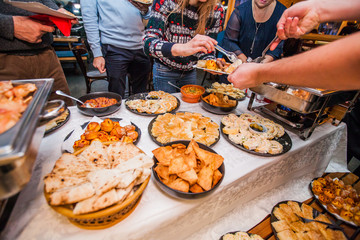 People Catering Food Buffet Eating Party Event Restaurant