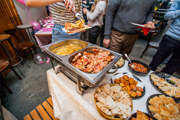 People Catering Food Buffet Eating Party Event Restaurant