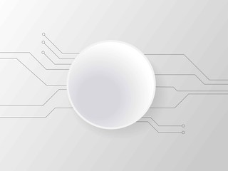 Grey white technology background. Hi-tech communication concept innovation background Circle empty space for your text
