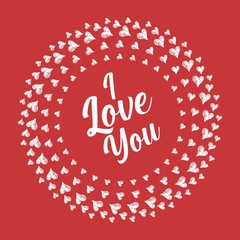 Circular heart shaped valentines day card with i love you text. Gift card. Mother's Day. Home decoration printable.