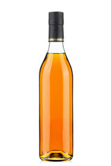 Full bottle of cognac  isolated on white background. Full depth of field.