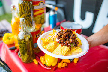 Nacho's with pulled pork ready to be served