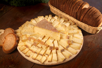 Italian food products, Toma alpine cheese of Piedmont
