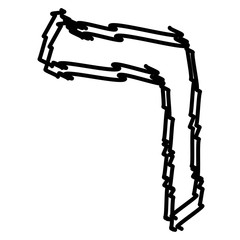 Black letters of the Hebrew alphabet. Hebrew children scribbles. Vector illustration on isolated background.