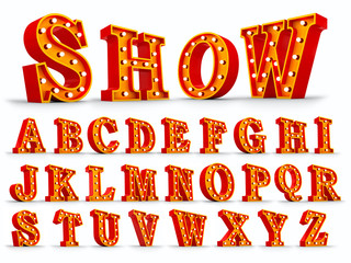 Red alphabet light bulb 3d rendering on white background . © Thanasantipan