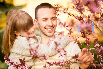 Happy father and child spending time outdoors