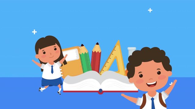 back to school season with kids and supplies