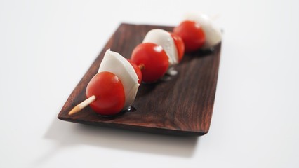 Mozzarella and tomato on a skewer