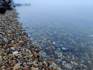 river fog mist morning calm